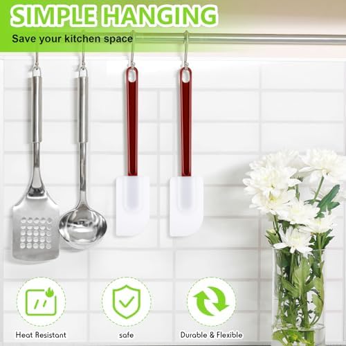 Dandat 9 Pcs Silicone Rubber Spatula, Deep Red and White, 10 Inch