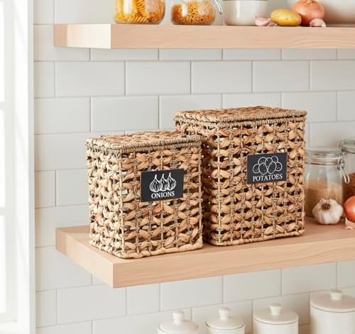 2 Pack Potato and Onion Storage, Onion Container Potato Bin with Lids