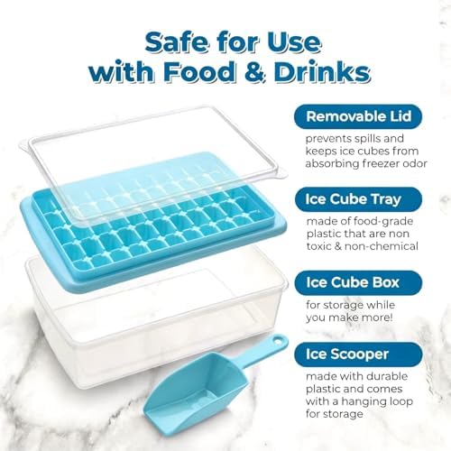 2Pack Ice Cube Tray with Lid and Bin for Freezer, Easy Release 55 Mini