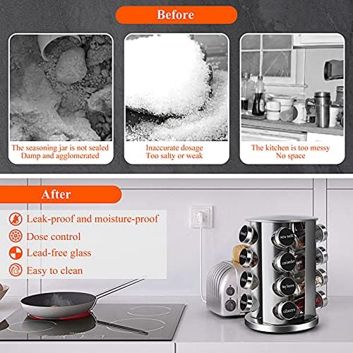 DOUBLE 2 C Revolving Countertop Spice Rack Stainless Steel Seasoning