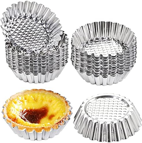 Dicunoy 30 PCS Egg Tart Mold for Baking, 3.8 Inch Stainless Steel Mini
