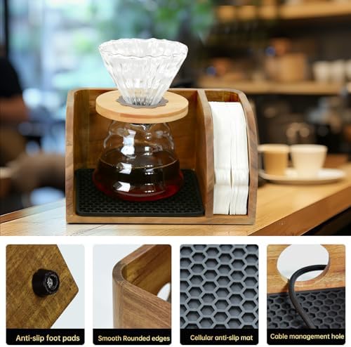 Acacia Coffee Caddy Station Organizer Stand for Chemex Pour Over Maker