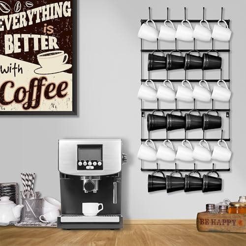 Sorbus Wall Mug Rack, Coffee Mug Display for Coffee Station
