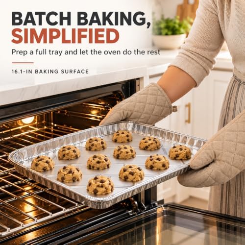 25 Pack Disposable Cookie Sheets, 16.1 x 10.2 Inch Aluminum Baking