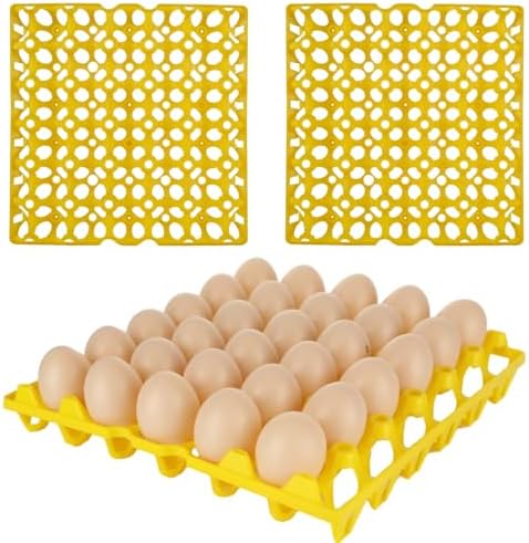 12 PCS Plastic Egg Trays, 30-Egg Flats, Yellow