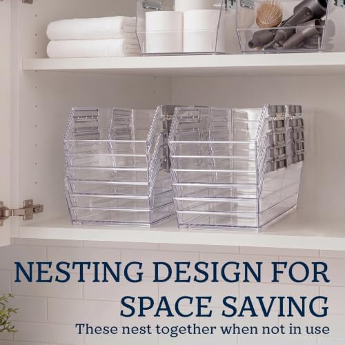 HOMESTEAD Set of 8 Stackable Storage Bins, 4 Large + 4 Small Clear