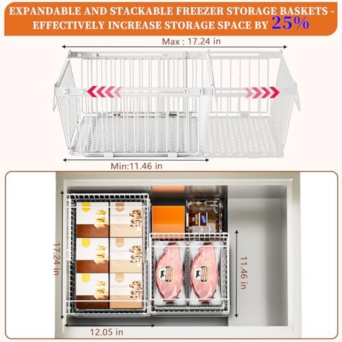 Large Freezer Organizer Bins, 4 Pack, 10 to 20 Cu.Ft