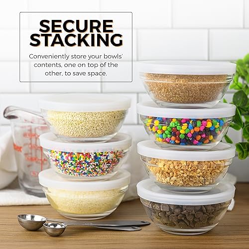 Mini 3.5 Inch Small Glass Bowls with Lids - Small Bowls Perfect for
