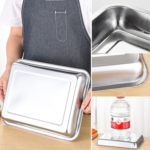 3Pcs Stainless Steel Breading Trays Set, Breading Dishes for Chicken