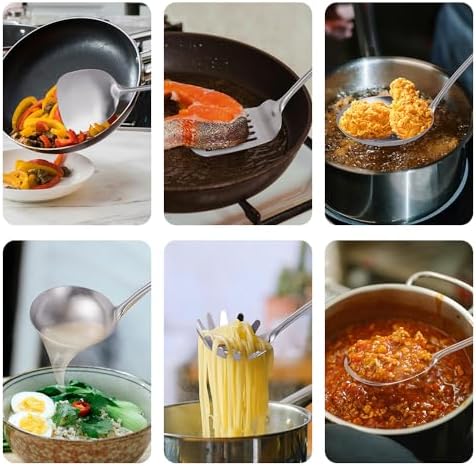 304 Stainless Steel Kitchen Utensils Set, VALESKA 6 PCS Metal Cooking