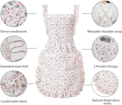 Aoomzoon Cute Aprons for Women with Pockets for Cooking Kitchen Gifts