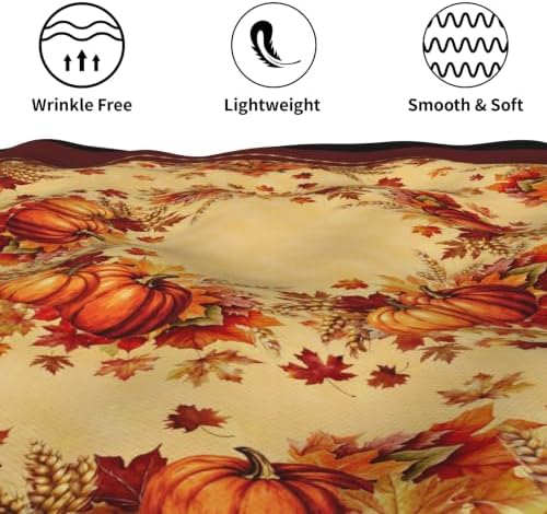 Sweetshow Fall Round Tablecloth 60 Inch, Autumn Thanksgiving Table