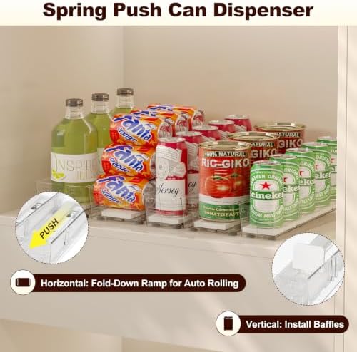 Adjustable Width Soda Can Dispenser, Can Organizer for Pantry