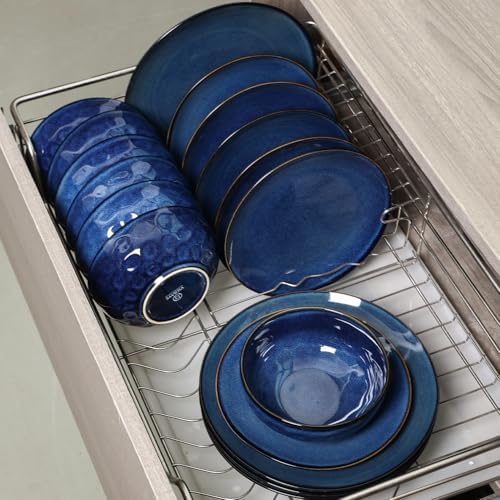 vicrays Ceramic Round Plates Set of 6 - Porcelain 8 inch Dinner Plates
