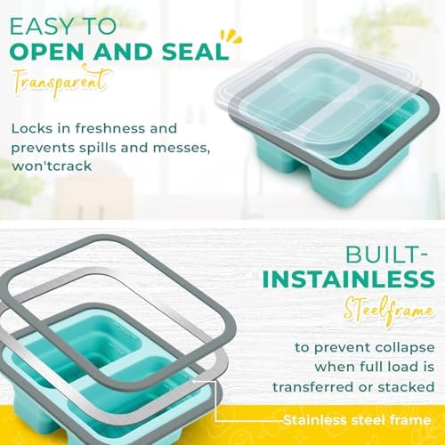 Silicone Freezer Molds with Lids, 2-Cup Soup Container for Freezer