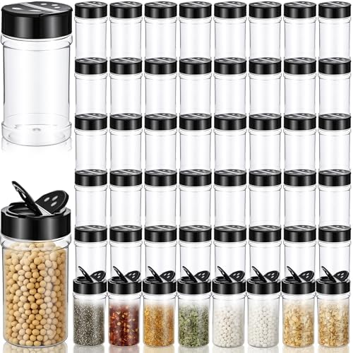 48 Pack 6 Oz Plastic Spice Jars with Shaker Lids, Clear Empty