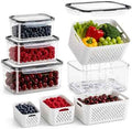 Fruit Storage Containers with Removable Colander and Lid, 8-Pcs