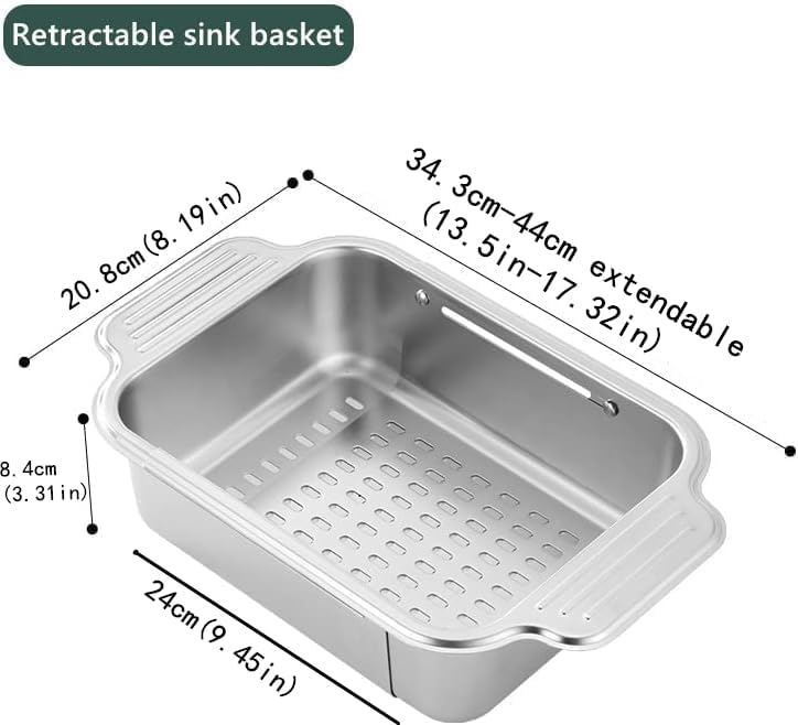 ZDRongZhen Over the Sink Colander, Medium, Stainless Steel