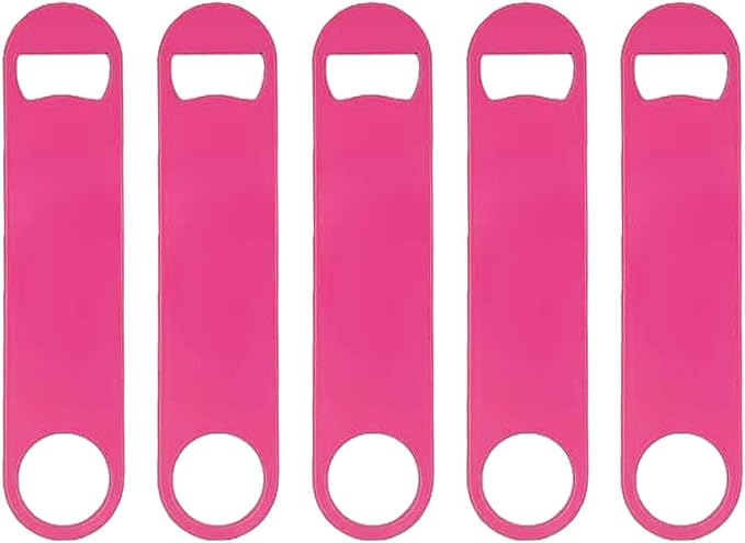 5 Pcs Pink Stainless Steel Heavy Duty Flat Bottle Openers, 7 Inch Solid Beer by Unknown