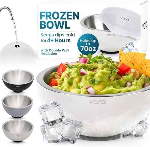 70oz White Stainless Steel Dip Chiller Bowl with Lid (1 Pack)