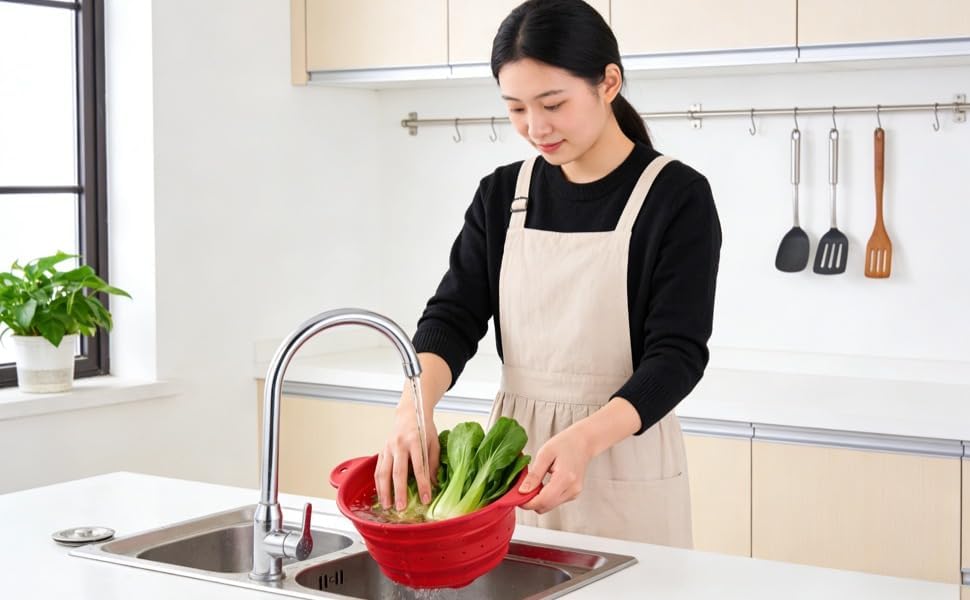 Silicone Collapsible Colander, Food-Safe Kitchen Strainer