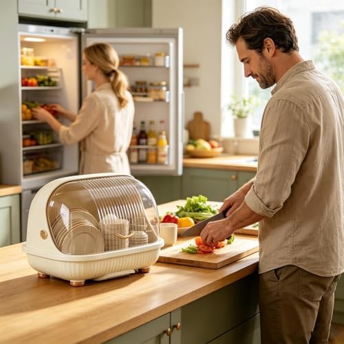Dish Drying Rack Space Saving with Handle Drip Tray