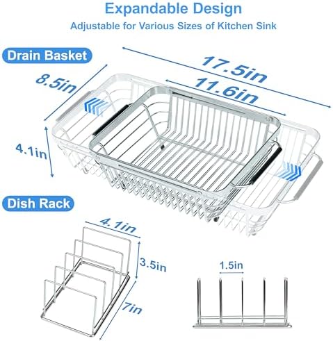 Over-the-Sink Expandable Dish Drying Rack