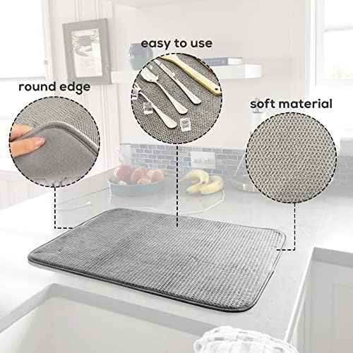 2 Pack Microfiber Dish Drying Mat,Absorbent Dish Drainer Kitchen