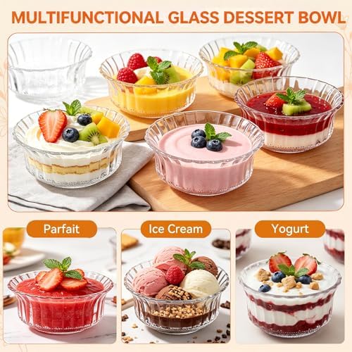 Frcctre 16 Pack 4 Inch Glass Bowls, 8.5 Oz Small Glass Prep Bowls