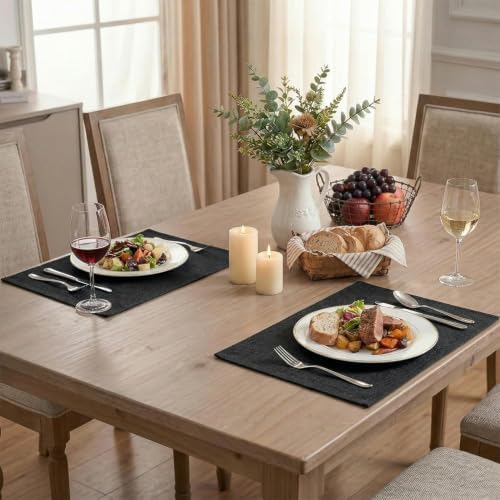 Artoid Mode Black Placemats Set of 4, 12x18 Inch Halloween Washable