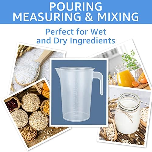 AKOLAFE 4 Pack 2 Liter Liquid Measuring Cups 64 Ounce Each Plastic