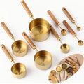 8Pcs Measuring Cups and Spoons Set - Golden Stainless Steel Measuring