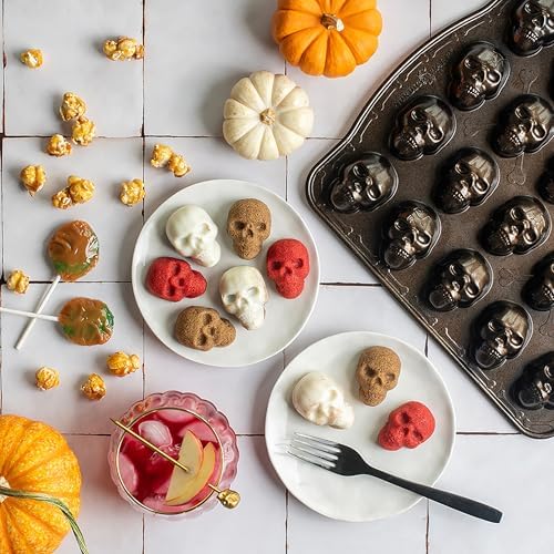 Nordic Ware Skull Bite Cakelet, 2.5 Cups, Bronze