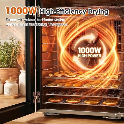 Food Dehydrator Machine, 12 Stainless Steel Trays, 1000W
