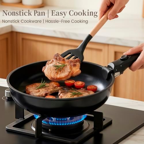 20-Piece Ceramic Pots and Pans Set, Nonstick Cookware Set with