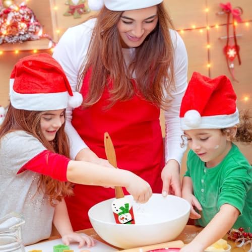 BOYAN 4PCS Christmas Silicone Spatula with Wooden Handle for Baking
