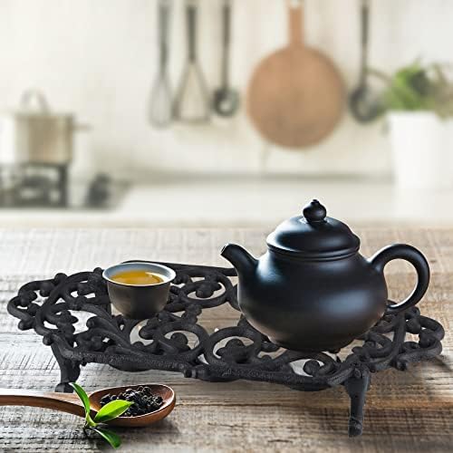 MOLIGOU Cast Iron Teapot Warmer, Teapot Warmer Stand with 3 Tealight