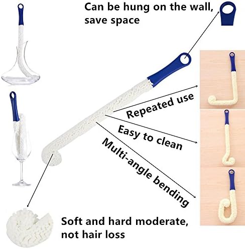 LJDJ Bottle Cleaning Brush 2 Pack, Flexible Scourer for Decanters