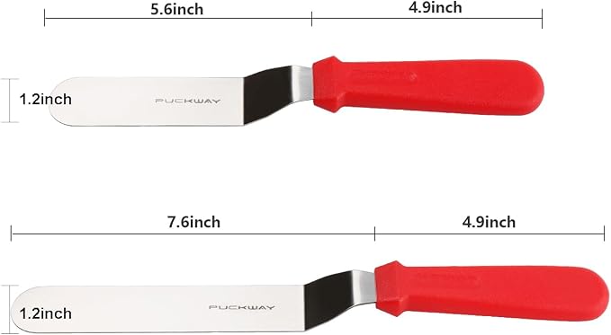 Angled Icing Spatula, Stainless Steel Offset Spatula, Cake Spatula Set of 2 Red - Image 2