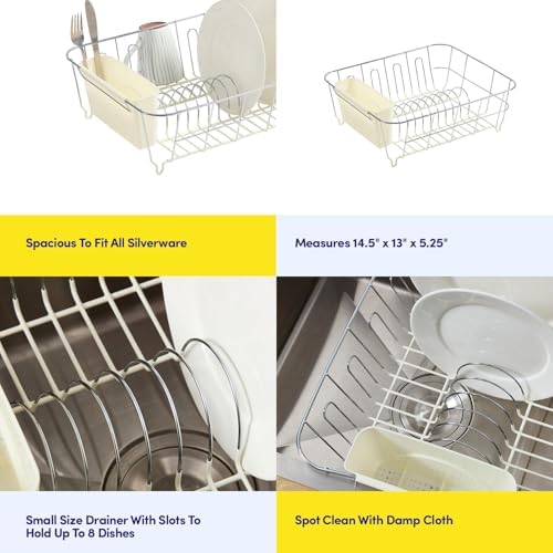 Dish Drying Rack & Cutlery Holder 2 Piece Set - Compact Sink-Fitting