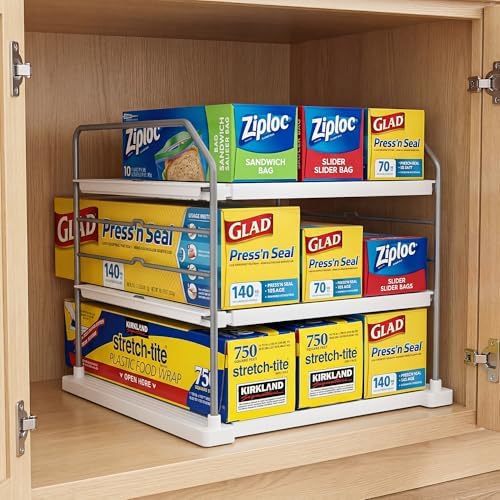 EVERIE Extendable 3-Tier Kitchen Cabinet Organizer, 11–16.7 in Wide