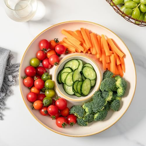 LEHAHA 12.25 inch porcelain Chip and Dip Serving Set, Ceramic Platters
