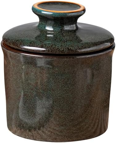 Pottery Butter crock with lid, Keeps Butter Soft & Spreadable, 6.8 oz