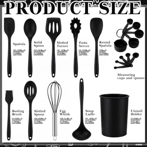 Fourluoo 30 Pcs Farmhouse Kitchen Decor and Utensils Set Black Kitchen