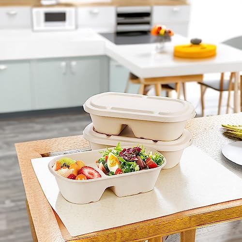 Yesland 50 Pcs Compostable Take Out Food Containers with Lid, 33 oz