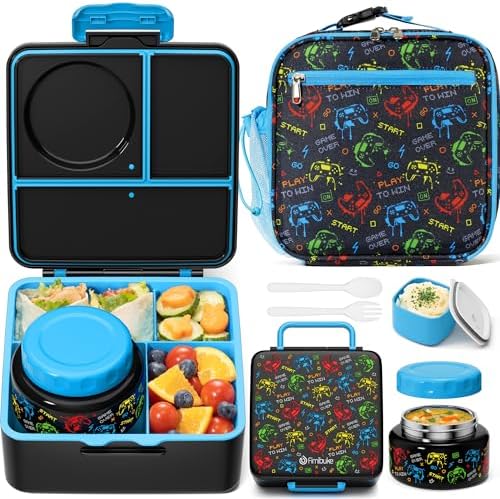 Fimibuke 60oz Kids Bento lunch Box with Insulated Lunch Bag & 8.5oz