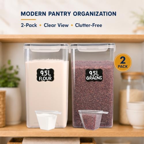 Gorpuire 2-Pack (9.5L | 321 Oz) Extra Large Bulk Food Storage