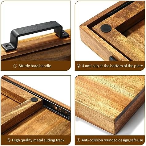Natural Acacia Sliding Tray for Coffee Machine