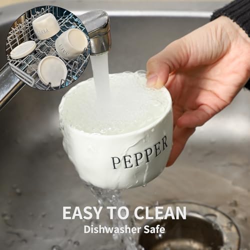 2 Pack Salt and Pepper Bowls Set, Ceramic Salt and Pepper Containers
