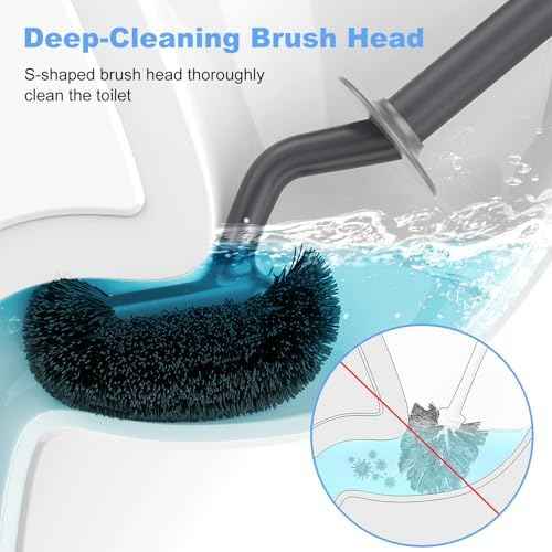 HAMITOR Gray Toilet Bowl Brush Holder Set